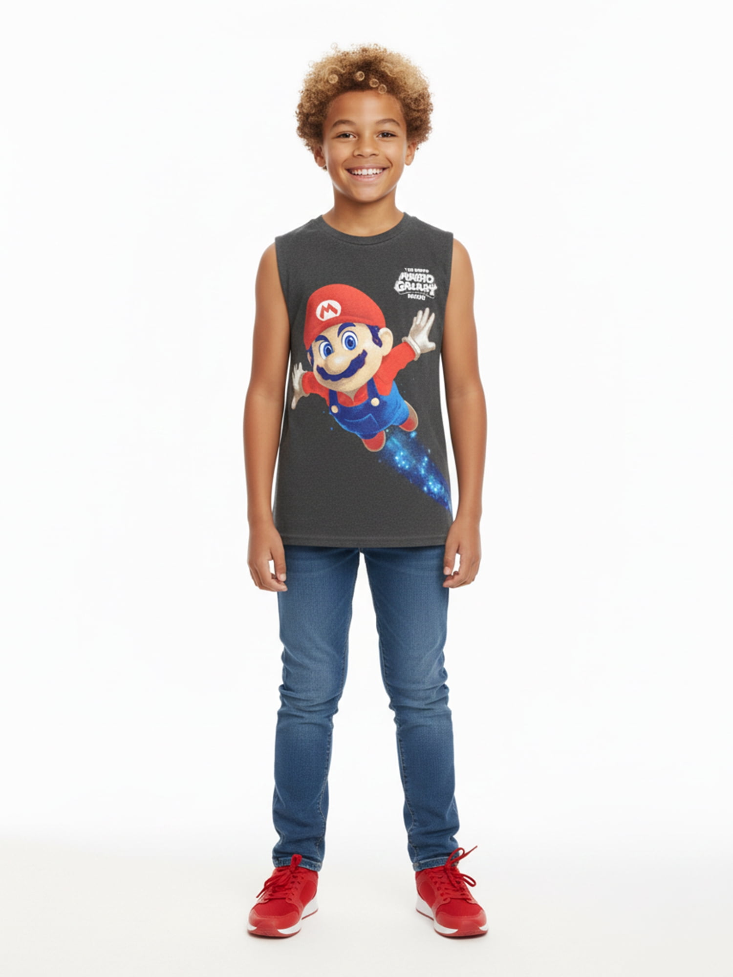 Super Mario Galaxy Movie Boys Mineral Wash Graphic Muscle Tank Top, Sizes 4-18