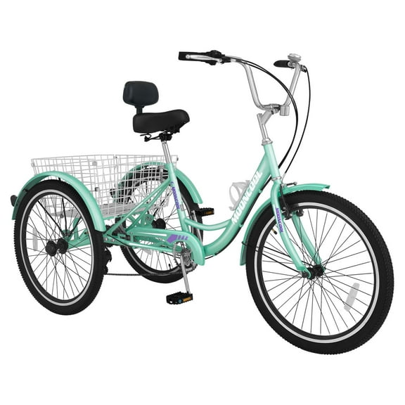 Lilypelle Tricycle 24" Wheels, 7-Speed Trike, 3 Wheels Colorful Bike with Basket, Adults Exercise Shopping Picnic Outdoor Activities