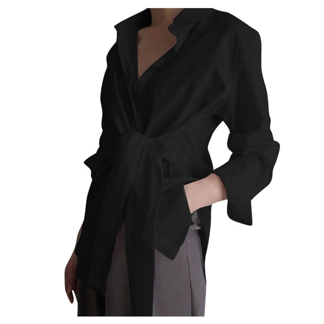 asddcavvf Blouse pour Femmes Printemps Été Chic Confortable Décontracté Chemise à Taille Nouée Off