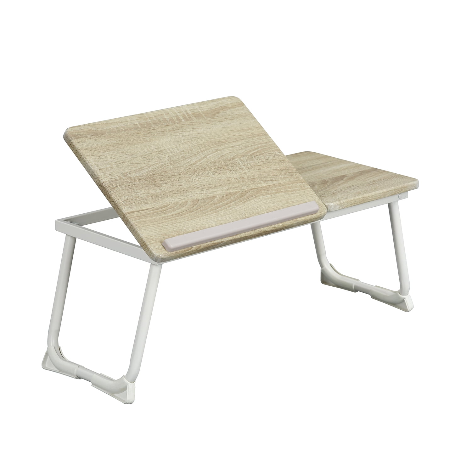 Homy Casa Folding Table with Adjustable Tilt Top and Foldable Legs, Natural Oak/White