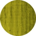 thumbnail image 1 of Ahgly Company Machine Washable Indoor Round Abstract Yellow Contemporary Area Rugs, 4' Round, 1 of 4