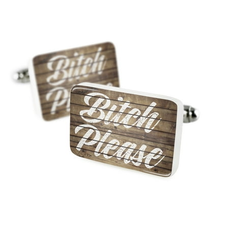 Cufflinks Painted Wood Bitch Please Porcelain Ceramic NEONBLOND