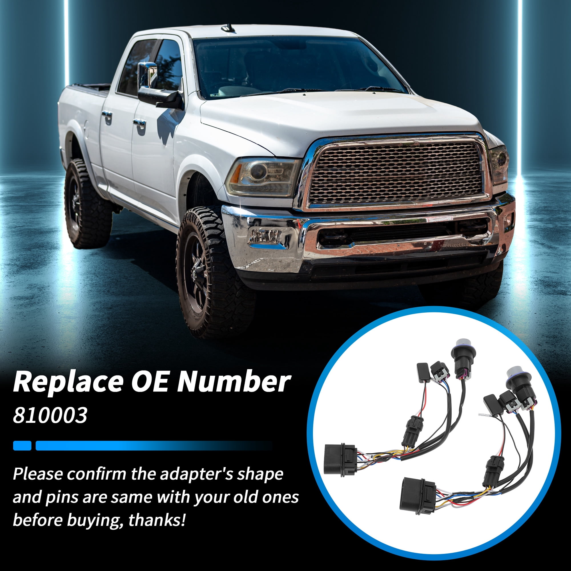 Unique Bargains 2pcs Projector Headlight Adapter Wires for Ram 1500/2500/3500 2013-2018