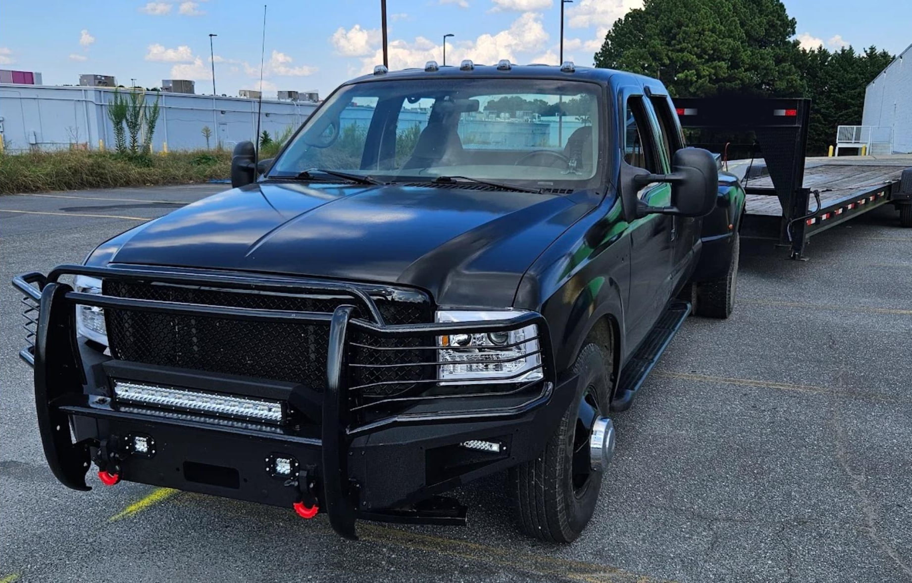 Vijay Front Bumper for 1999-2000-2001-2002-2003-2004 Ford F250/F350 Super Duty with Winch Plate and Aluminum LED Lights