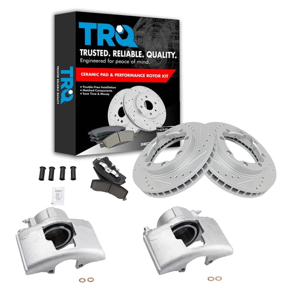 TRQ Front Brake Calipers Ceramic Pads & Drilled Rotors Fits K3500 Ram 2500 3500 BKA26149 Fits select: 1994-1999 DODGE RAM 2500, 1994-1999 DODGE RAM 3500