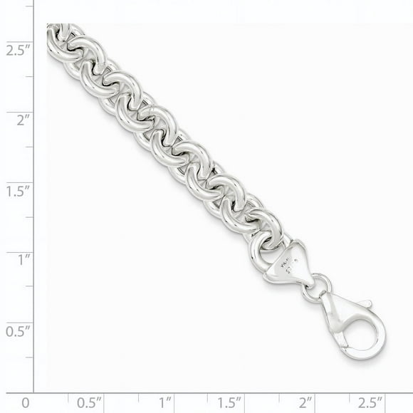 Bracelet en Argent Sterling Poli Fantaisie (Poids : 10.58 Grammes, Longueur : 7.75 Pouces)