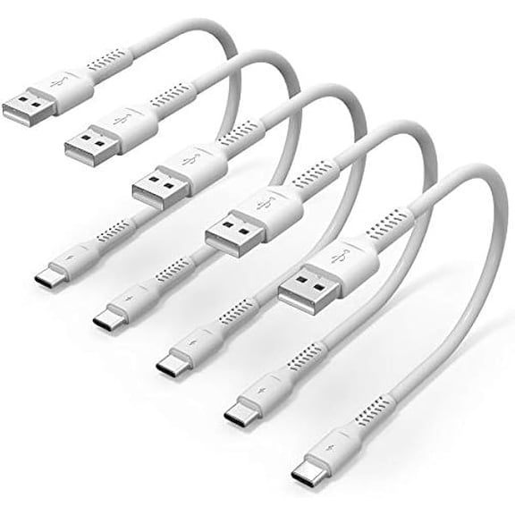 wonima88 1ft 5 Pack Durable USB A to USB Type C 3A Fast Charging Cord, Compatible with Samsung Galaxy S20/S10/S9/S8 Note 20/10/9/8, Moto Z/Z2, LG G5/G6/V20/V30/V40 and new USB-C devices