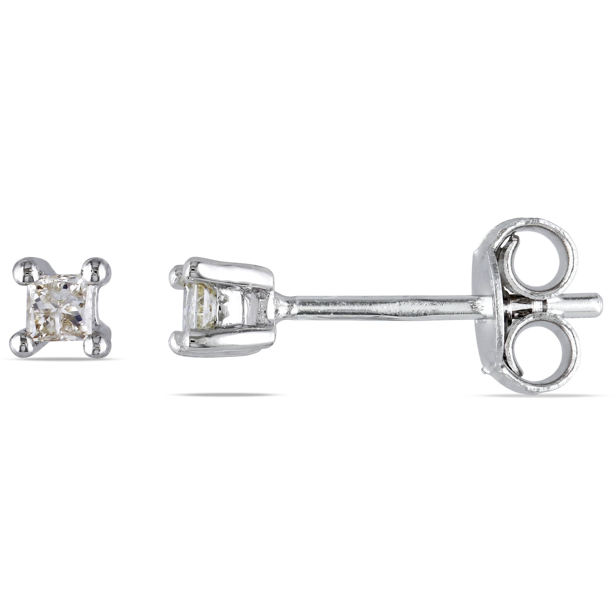 Miabella 1 10 Carat T W Princess Cut Diamond Solitaire Miabella 1 10 Carat T W Princess Cut Diamond Solitaire Sterling Silver Stud Earrings