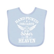 Inktastic Handpicked for Earth by My Sister in Heaven with Angel Wings Boys or Girls Baby Bib