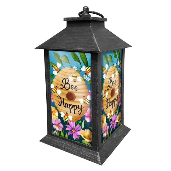 Briarwood Lane Spring Lantern 13.5" x 5.5" x 5.5" Happy Beehive For Spring Lantern