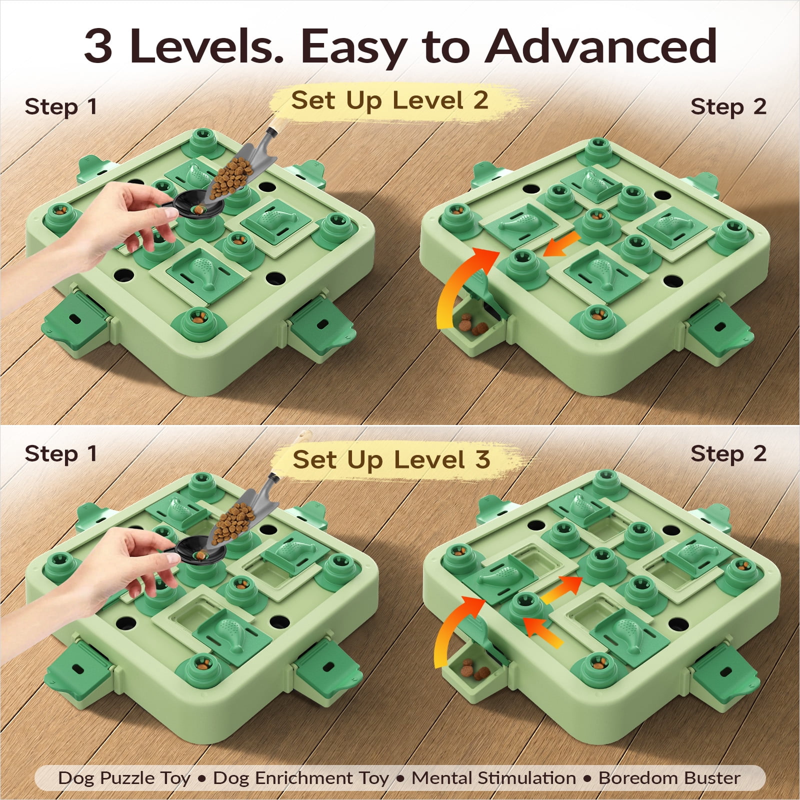 KADTC Dog Chess Puzzle Toy, Large Size, 3 Levels of Step-by-Step Challenge, Beginner to Advanced Slow Feeder & Mental Stimulation for Smart Dogs Enrichment Toys