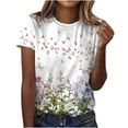 thumbnail image 2 of Pompotops T-Shirt Mode Décontracté Imprimé Col Rond Manches Courtes Ample pour Femmes, 2 of 7