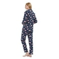 thumbnail image 3 of Apparonia Women's Pajama Sets 100% Cotton Flannel Ladies PJs Button Front Top Drawstring Bottoms Navy Rose 3XL, 3 of 6