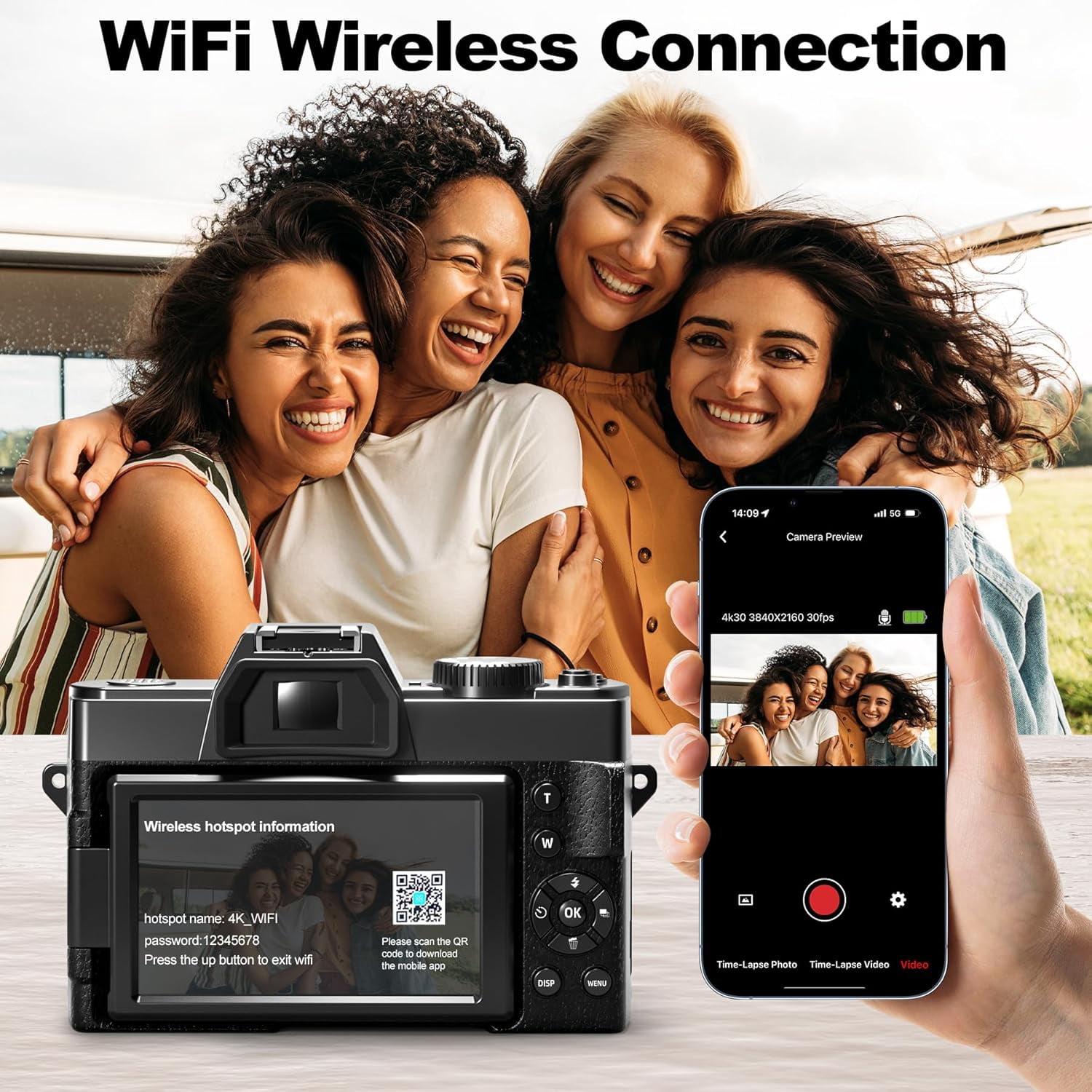 NBD 4K Digital Cameras for Photography 48MP Video Camera for Vlogging with Wide-Angle & Macro Lens