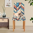 thumbnail image 4 of Yayeee 4 Pack Dining Chair Covers Stretch Parson Chairs Slipcovers Seat Protector, Blue Geometric, 4 of 6