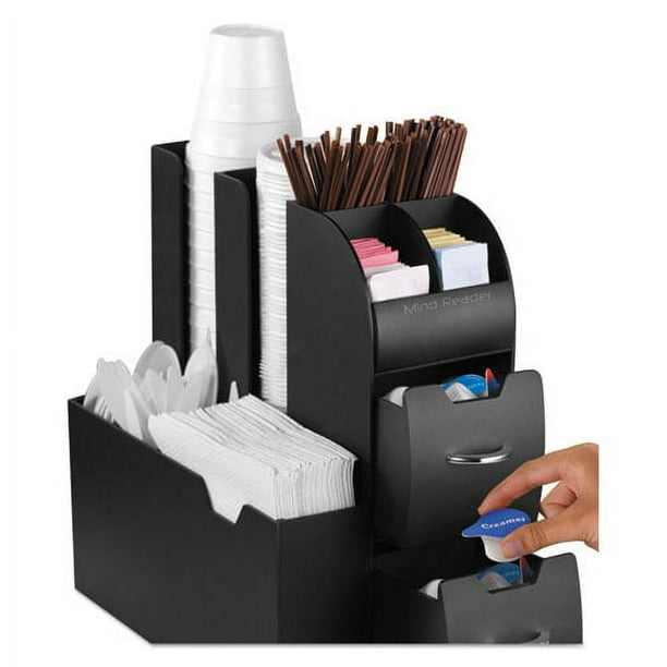 Coffee Condiment Caddy Organizer, 10 Compartments, 5.4 x 11 x 12.6, Black Coffee Condiment Caddy Organizer, 10 Compartments, 5.4 x 11 x 12.6, Black