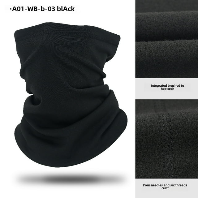Unisex Winter Fleece Neck Gaiter & Face Mask: Thickened Windproof Warmth for Skiing, Cycling & Outdoor Sports - Durable One-Size Design for Cold Weather Protection (A01-WB-B-03 Black)