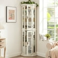 thumbnail image 5 of Oufan 69.49" Accent Corner Cabinet w/ 2 Doors, Farmhouse Curio Cabinet w/ Adjustable Glass Shelves, Bar Cabinet, Freestanding Wooden Floor Cabinet, 5 of 6