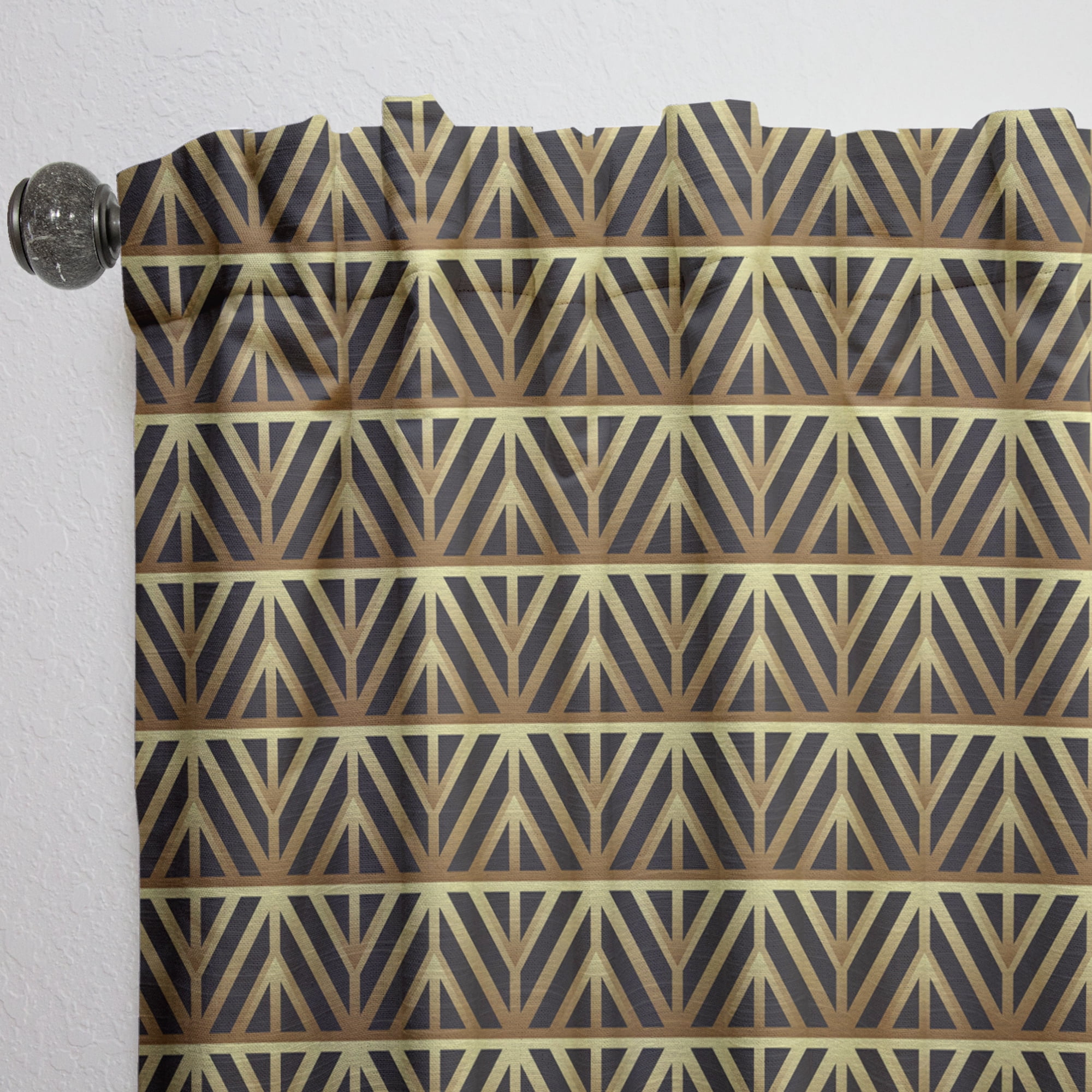 Designart 'Metallic Golden Luxury Geometrics XII XIV' Mid-Century Modern Curtain Panel