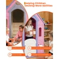thumbnail image 2 of Casa de juegos de 49'' para niños – Interior y exterior, canasta de baloncesto y juego de aros, cabaña infantil, ideal para jardín o patio – Espaciosa y segura – Para 2-8 años – Color rosa y púrpura, 2 of 7
