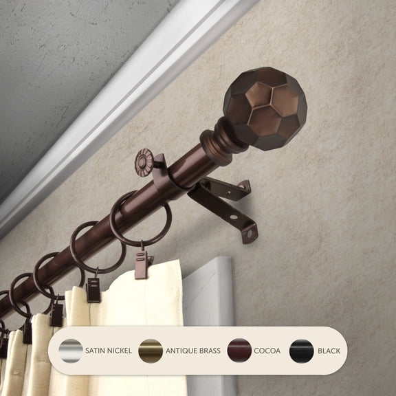 Domovina Reid 13/16-inch Single Curtain Rod-Color:Cocoa,Size:28-48"