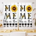 thumbnail image 3 of Farmhouse Sunflower Kitchen Curtain 27.5W X 39L Inch 2 Panels Yellow Flower Black White Floral Small Short Cafe Tier Window Treatment Drapes Buffalo Plaid Wood Checkered Bathroom Home Decor, 3 of 6