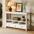 thumbnail image 5 of Ktaxon 58" Mid-Century Console Table with 3 Drawers, Sofa Table Entryway Table Living Room Storage Table with 4 Shelves for Hallway, Entry, Foyer, Office, White, 5 of 8