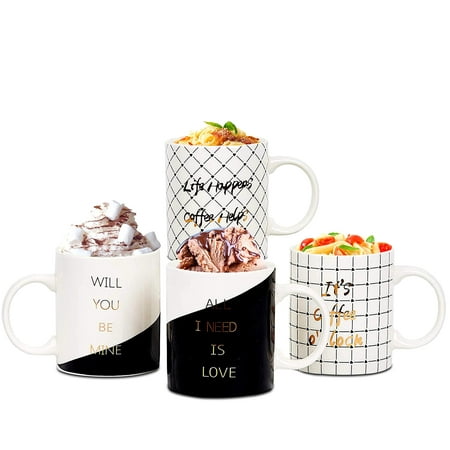 

Womans Gifts Ideas of 4 Cute Cat Cups Romantic Coffee Cat Mugs Wedding Gifts 12 Oz