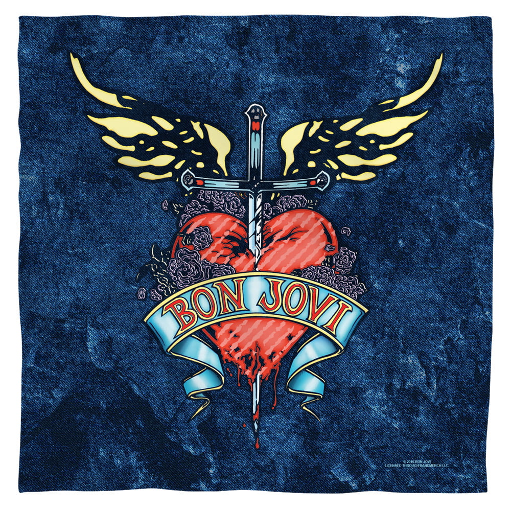 Bon Jovi Rock Band Logo Sword Heart WEATHERED DENIM Tote Bag Many Sizes