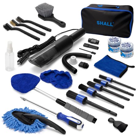SHALL 19Pcs Car Detailing Kit Interior Cleaner with Handheld Car Vacuum Cleaner, Car Cleaning Kit Interior & Window Cleaning Kit