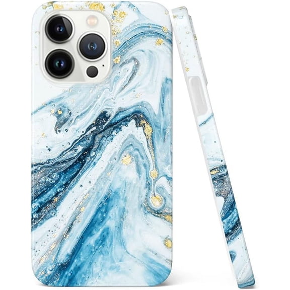 Case Compatible with iPhone 14 Pro 6.1 inch Protective Case Slim Soft TPU Silicone Shockproof Bumper Case (Opal Blue Marble, iPhone 14 Pro)