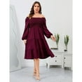 thumbnail image 3 of Plus Size Floral Dresses Women's Long Sleeve Square Neck Smocked Flowy Ruffle A Line Maxi Dress, 3 of 5