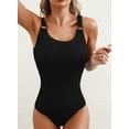 thumbnail image 6 of DOKOTOO Womens One Piece Swimsuit Solid Ribbed Monokini Swimwear Scoop Neck Low Back Bathing Suit, 6 of 11