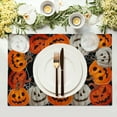 thumbnail image 3 of Halloween Pumpkins Placemats Set of 4, 12x18 Inch Rustic Black Orange Spider Web Bat Washable Cotton Linen Table Place Mats for Kitchen Dinner Party Holiday Home Decoration, 3 of 8