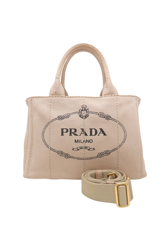 Pre-Owned PRADA Canapa Tote 2-Way 1BG439 Handbag in Beige Canvas CORDA, Women's,... (Good)