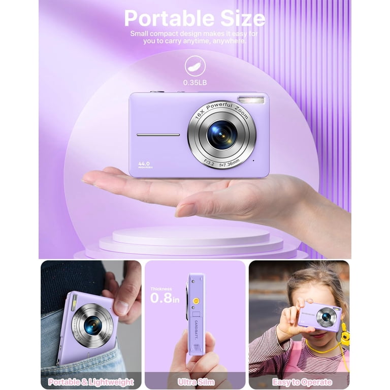 ACTITOP, Digital Camera for Kids, 32GB Purple, FHD 1080P 16X Zoom