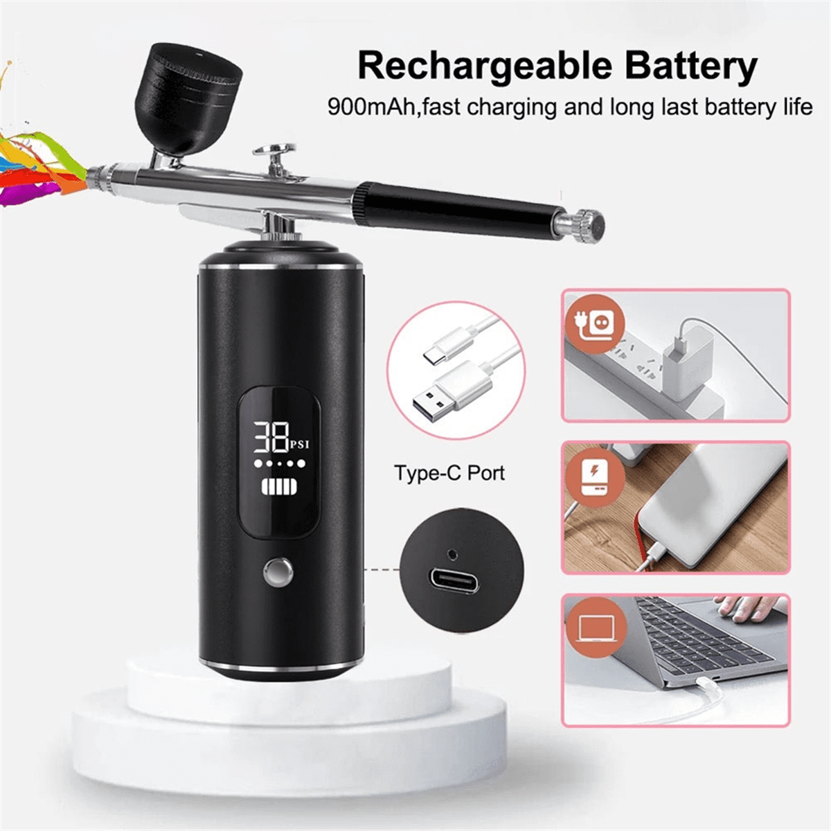 Digital Air Brush with Compressor Portable Air Brush Crafts Air Brush Art Painting Compressor Airbrush Pen Airbr Black