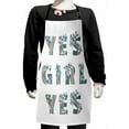 thumbnail image 1 of Saying Kids Apron, Yes Girl Yes Motivational Motto Feminism Self Growth Illustration, Boys Girls Apron Bib with Adjustable Ties for Cooking Baking Painting, Grey Teal Blush, by Ambesonne, 1 of 2