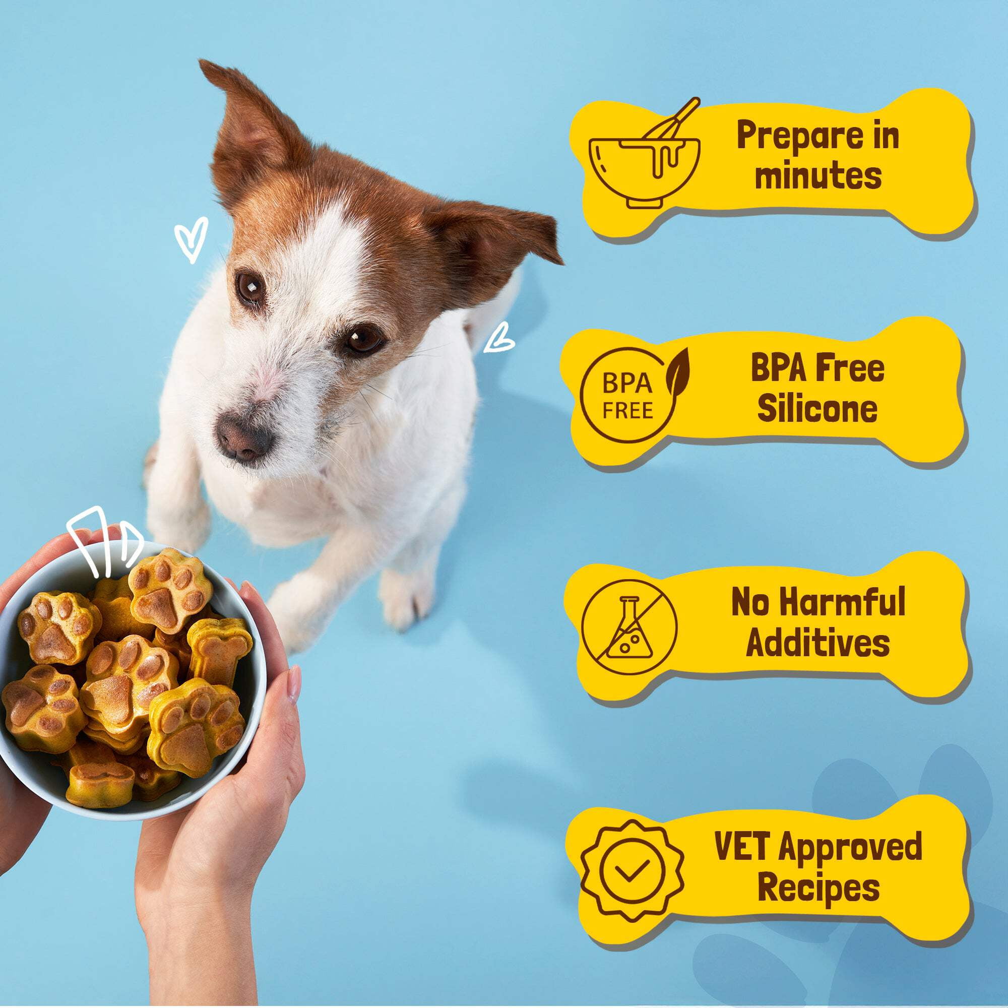 BoneItUp Homemade Dog Treat Mix – DIY Dog Treat Kit with Silicone Molds, Cookie Cutters, Recipe Book & Gift Bags – Bake Fresh Treats at Home, XL for Big Dogs
