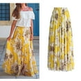 thumbnail image 2 of Women' s Chiffon Boho Skirt Sexy Floral Long Skirt High Waist Flared Pleated Beach Skirt, 2 of 5