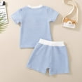 thumbnail image 4 of Futezty Toddler Boys Clothes Summer Outfit Sets, Toddler Baby Boy 4th of July Outfit 6 12 18 24 Months 2T 3T 4T Flag Embroidery Striped Crew Neck Short Sleeve T-Shirt and Shorts Set, 4 of 6