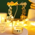 thumbnail image 3 of Sunjoy Tech Romantic Rotary Candle Holder Spinning Golden Alloy Leaves Carousel Candlestick for Wedding Party Table Centerpieces Christmas Birthday Holiday Dinning Table Decoration, 3 of 8