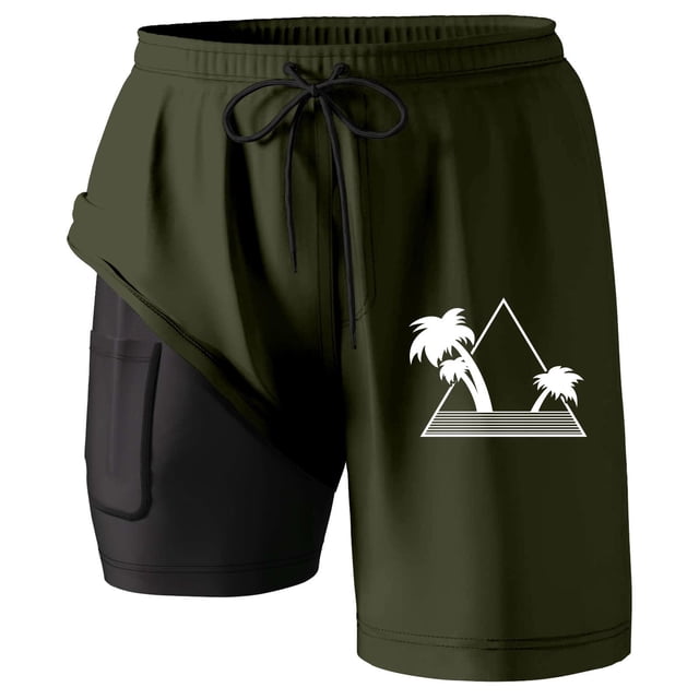Shorts de Bain avec Doublure de Compression Shorts de Planche avec Poches Course Homme Vert Foncé TTG
