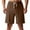 Brown, variant on Mens Shorts with Pockets Big and Tall Pockets Elastic Waist Bermuda Shorts Print Solid Color Cloths