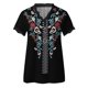 thumbnail image 4 of Gibobby Blusas Para Mujeres Casual Tee Loose T Short V Blouse Womens Tops Side Tunic Neck Split Daily Floral Summer Vintage Sleeve Impreso elegante Lace Women's T Camisas（Azul， XL), 4 of 5