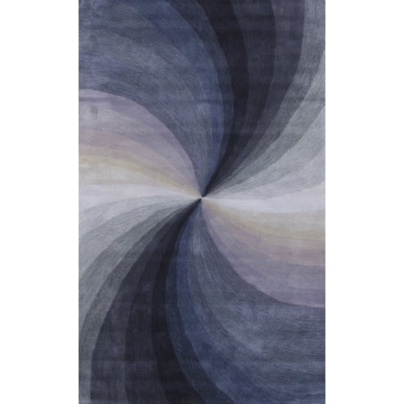 EORC Blue Hand-Tufted Wool Contemporary Swirl Rug, 4' x 6'-Color:Blue,Material:Wool