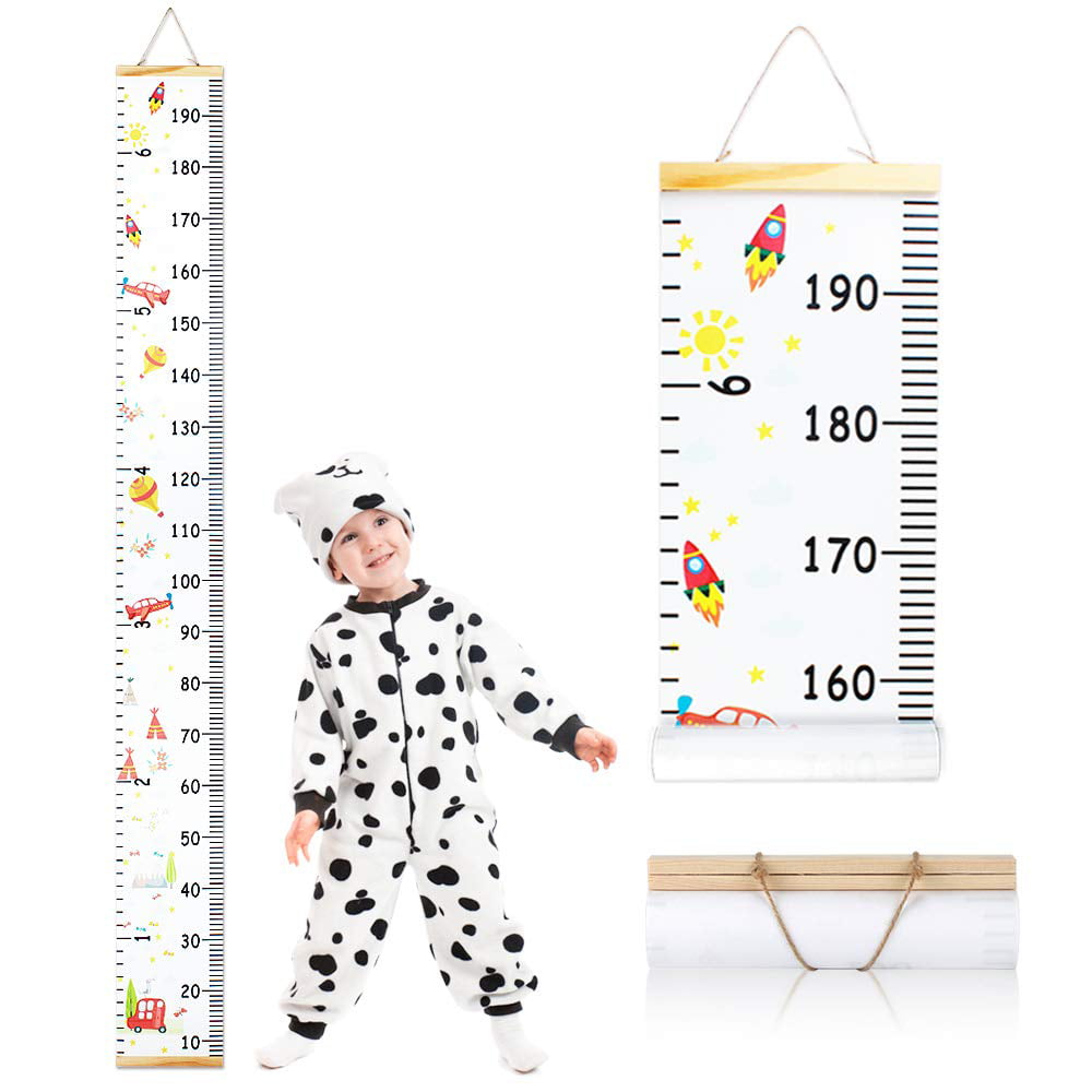 FOCCTS Baby Growth Chart Handing Ruler Wall Decor for Kids 78.7x7.87 Wall Ruler Growth Chart Space-Inspired Cartoon Patterns Canvas Removable Height Growth Chart