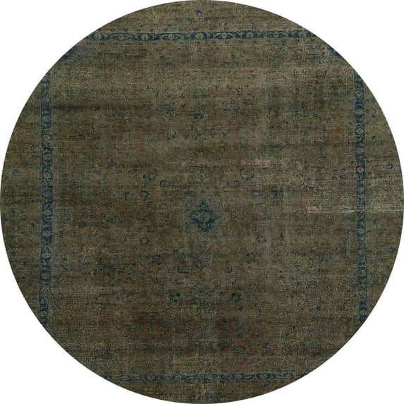 Ahgly Company Indoor Round Abstract Coffee Brown Abstract Area Rugs, 3' Round
