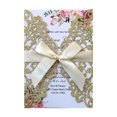 thumbnail image 2 of Tarjeta de invitación de boda con purpurina cortada con láser, sobre de cinta, tarjetas de felicitación, decoración de boda personalizada, suministros para fiestas, 50 unidades, 2 of 4
