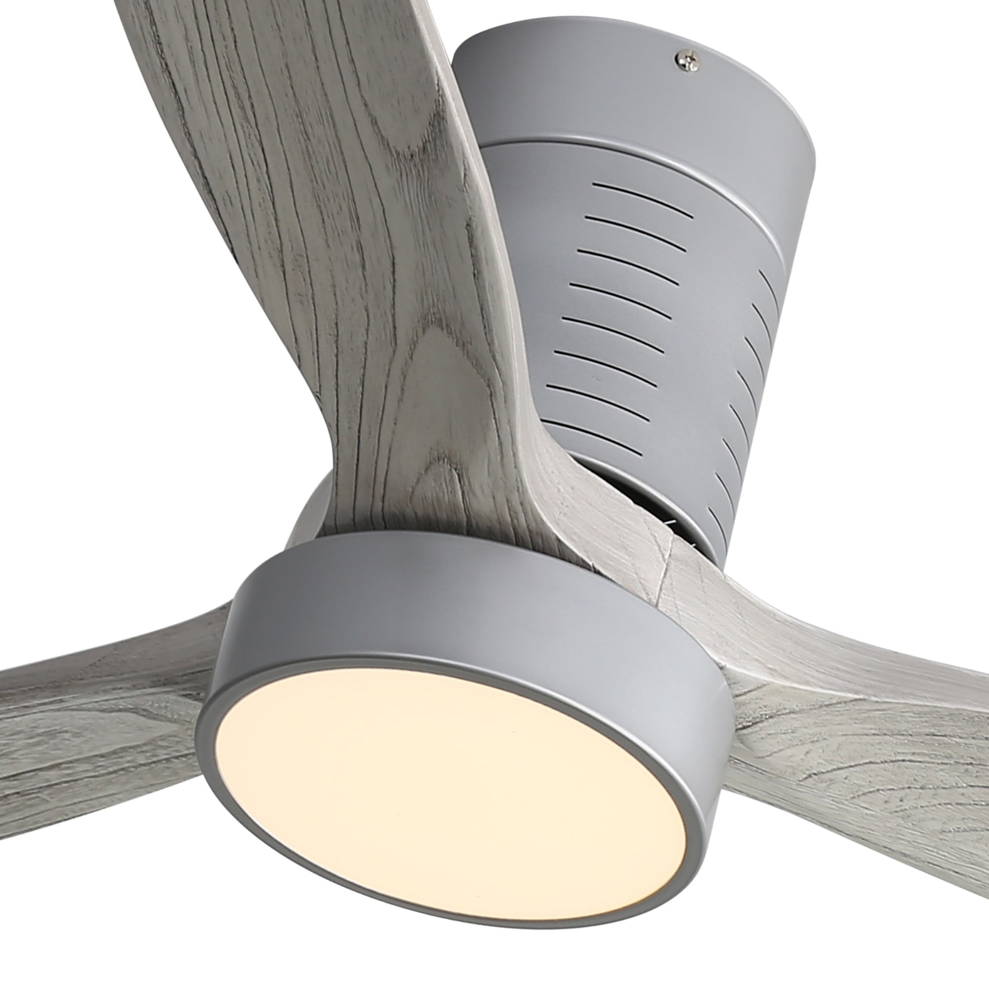 Sofucor 52" Flush Mount Ceiling Fan with Dimmable Light and Remote Control, 3 Blades W/ Reverse Airflow, Grey